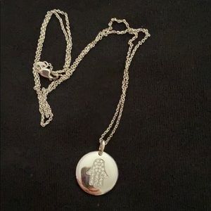 14k white gold and Diamond hamsa necklace